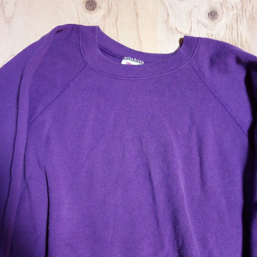 Vintage Hanes Blank Crewneck Sweatshirt Purple Women - Picture 1 of 5